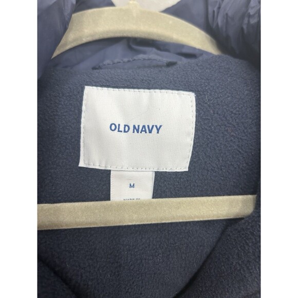 Old Navy Womens Puffer Vest Medium Navy Blue Full Zip Mock Neck Pockets - Picture 5 of 6